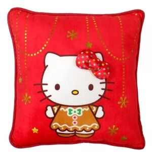 Hello Kitty Golden Christmas Red Decorative Pillows Set (2) NWT